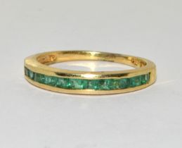 925 silver gilt ladies emerald 1/2 eternity ring size T