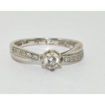 9ct white gold ladies Diamond ring H/M as 0.25ct size M,