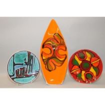 Poole Pottery shape 3 Delphis 8" plate together with one other and a shape 84 spear dish (3)