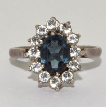 925 silver ladies Sapphire cluster ring size M