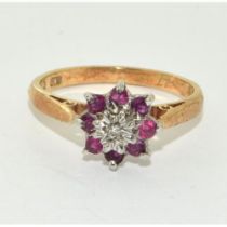 9ct gold Garnet and Diamond ring size P