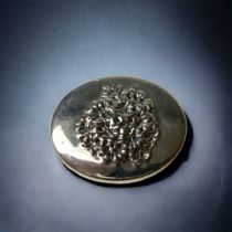 Sterling silver pill or snuff box with repousse floriat design