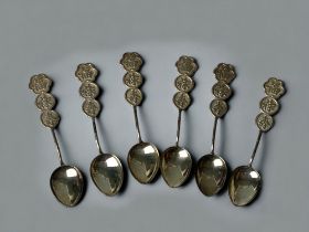 Set of six Chinese silver tea spoons. fully marked.