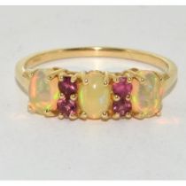 Opal 3 stone 9ct gold ring Size S