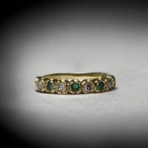 Emerald/Diamond 18ct gold ring Size O boxed.