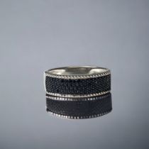 Black diamond w/g 925 silver ring, Size S