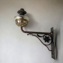 VICTORIAN OIL LANTERN WALL SCONCE. WITH GLASS ROWATT'S WELL.