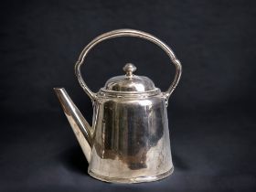 A WALKER & HALL SILVER PLATE TEAPOT. HEIGHT - 24CM