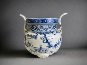 A rare Chinese porcelain censer. Ming dynasty. Decorated with three immortals. Wanli marks. AF -