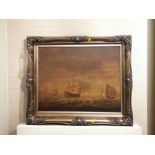 DUTCH SCHOOL MARINE SEASCAPE OIL ON BOARD. UNSIGNED. IN LATE GILT FRAME. 69 X 59CM (INCL FRAME)