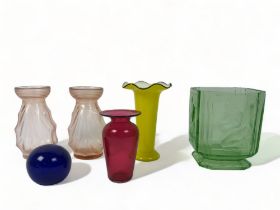 A MISCELLANEOUS COLLECTION OF COLOURED GLASS. no visible damage