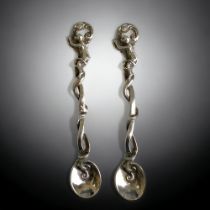 A rare pair of Victorian Silver 'Monkey' spoons. By Mackay, Chisolm &co, Edinburgh. Each depicting a