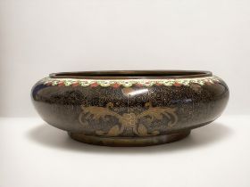 A Chinese Republic period Cloisonné bowl. Marked to base. 6 x 20cm