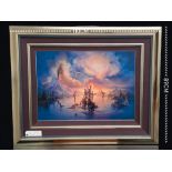 JOHN PITRE, USA (1941-) SURREALIST ARTISTS PROOF. SIGNED LTD EDITION, TITLED "POLITICS". RE-GLAZED