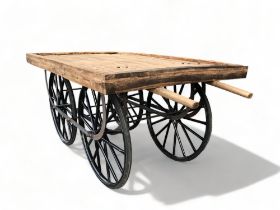 A Large Wooden Topped Working Thela Cart