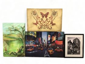A collection of contemporary Art prints.