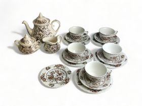 A JOB LOT OF CROWN DUCAL 'FORMOSA' TEACUP TRIOS, TOGETHER WITH ENGLISH IRONSTONE TABLEWARE TEAPOT,