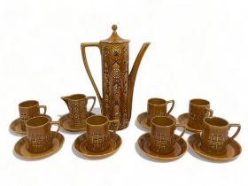 A vintage Portmeirion 'Totem' pattern coffee set. Includes coffee pot, milk jug and seven cups &