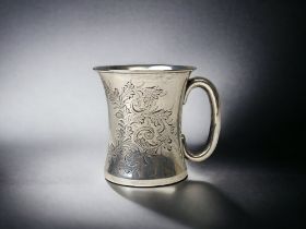 Edwardian silver christening tankard Birmingham 1908, with vacant cartouche 76g