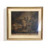 A large James Ward (1769-1859) framed Mezzotint. 'HIS MAJESTY Reviewing the Third or Prince of Wales