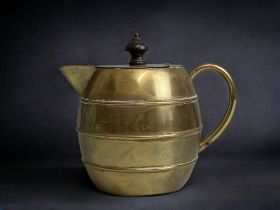 A CHRISTOPHER DRESSER FOR HENRY LOVERIDGE & CO BRASS JUG. CIRCA 1890. HEIGHT - 15CM (SEE HARRY LYONS