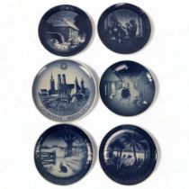 A collection of six vintage Royal Copenhagen collectors Christmas plates.