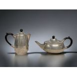 A JACOBITE PEWTER TEA & COFFEE POTS.