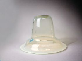 A JAMES POWELL BLUE OPAL GLASS LAMP SHADE. CIRCA 1880. 9 X 13CM