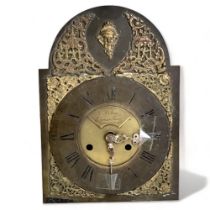 An Ornate late 18th century breakarch clock face and hands by W. Nelson of Edmonton. 29 x 20.5 cm