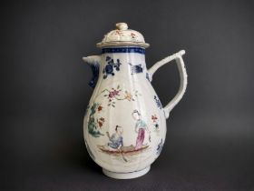 An 18th Century Chinese Sparrow beak porcelain coffee pot. Qianlong period. Hand painted enamel