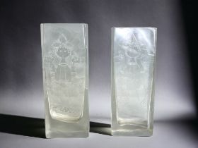 A scarce pair of Bjorn Wiinblad for Rosenthal glass vases. Limited editions. Signed & marked. Height