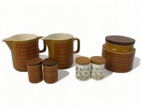 A COLLECTION OF HORNSEA STORAGE JARS & JUGS.