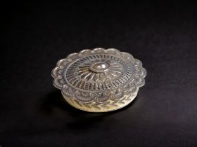 A Sterling Silver strapwork trinket box by Navajo artist Sunshine Reeves.