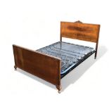 ANTIQUE SPLIT VENEER DOUBLE BED. MATCHING WARDROBE LISTED SEPARATELY.