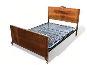 ANTIQUE SPLIT VENEER DOUBLE BED. MATCHING WARDROBE LISTED SEPARATELY.