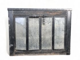 A 19TH CENTURY FOLDING GLASS FIRE SCREEN. AF