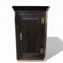 A 19TH CENTURY WALL CORNER CUPBOARD.