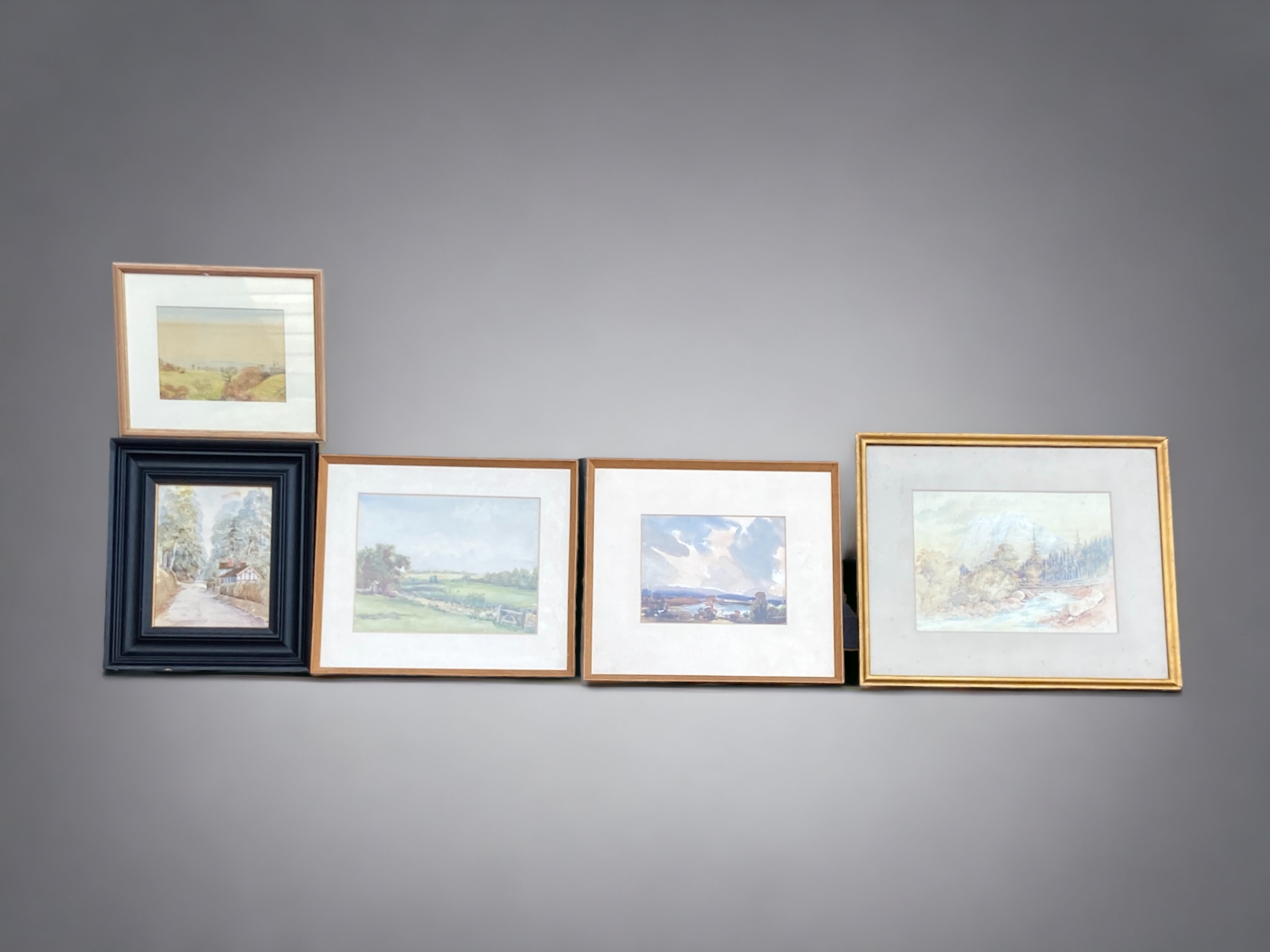 A COLLECTION OF 5 VARIOUS LANDSCAPE WATERCOLOURS.