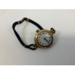 9ct Gold Ladies Watch - Total Weight Including Strap 16gms