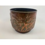 Good Quality, Copper Planter with Embossed Decoration - Depicting, Medieval Battle Scene