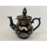 Large Staffordshire Bargeware Teapot with Cornwall Interest - Sprig to Side Reading Kings Arms