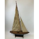 Large Vintage Wooden Yacht/Sailboat on Stand - 93cm Long x 22cm Wide x 158cm High - Meredith