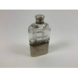 Edward C Moore for Tiffany and Co New York Silver and Cut Glass Hip Flask - Marked Stirling Silver