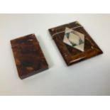 Pair of Victorian Faux Tortoiseshell Card Cases - One with Mother of Pearl and Abalone Insets