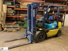 Komatsu FG25 LPG Forklift Truck, 2500kg capacity, 12193 hours, solid tyres, triplex clearview