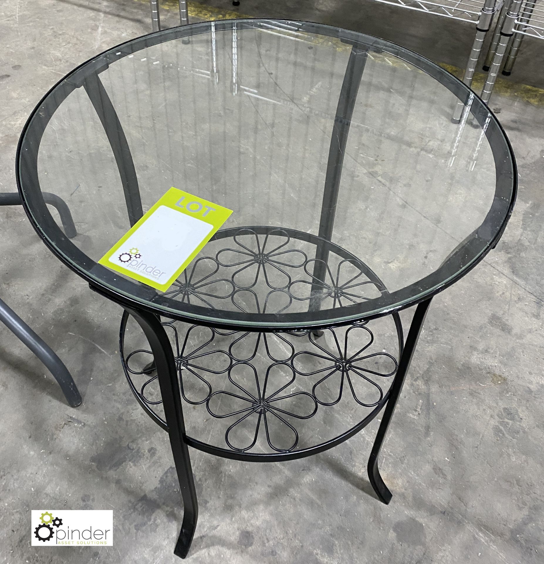 Glass top circular Café Table, 595mm diameter and glass top circular Side Table, 480mm diameter ( - Image 4 of 5
