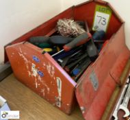 Tool Box and Contents, including screwdrivers, snips, files, etc