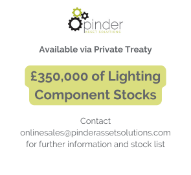 Available via Private Treaty - £350,000 of Lighting Component Stocks, contact onlinesales@