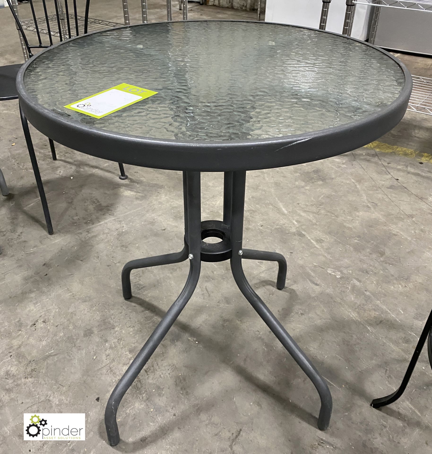 Glass top circular Café Table, 595mm diameter and glass top circular Side Table, 480mm diameter ( - Image 2 of 5