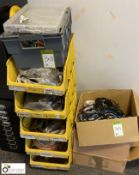 Large quantity Cables, to 6 bins and 2 boxes